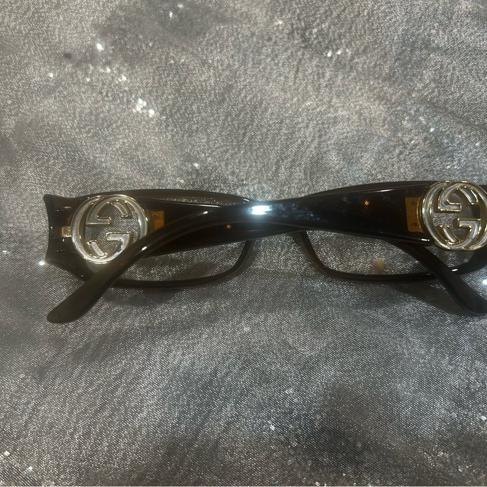 Gucci Dark Brown Glasses with Gold Logo